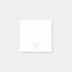 Post-it® Élégant rose pâle Monogramme blanc initial