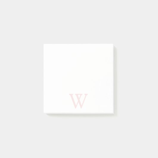Post-it® Élégant rose pâle Monogramme blanc initial (Devant)