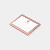 Post-it® Élégant Rose Rose Or Monogramme Liné (Incliné)