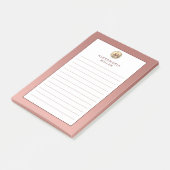 Post-it® Élégant Rose Rose Or Monogramme Liné (Incliné)
