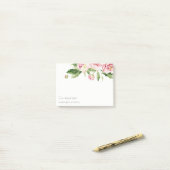 Post-it® Elégant rose rose vert Aquarelle Peony Floral (Sur un bureau)