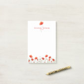 Post-it® Elégant rouge Aquarelle Fleurs de Pavot Personnali (Sur un bureau)