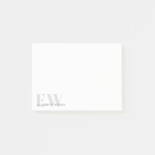 Post-it® Élégant Rustique Simple Minimal Grey Nom Monogra