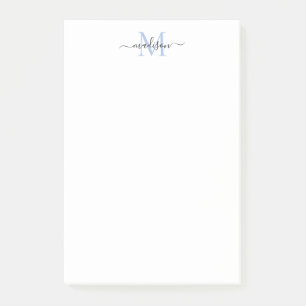 Post-it® Élégant Script Girl moderne Monogramme Dusty Bleu