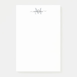 Post-it® Élégant Script Girl Monogramme noir gris