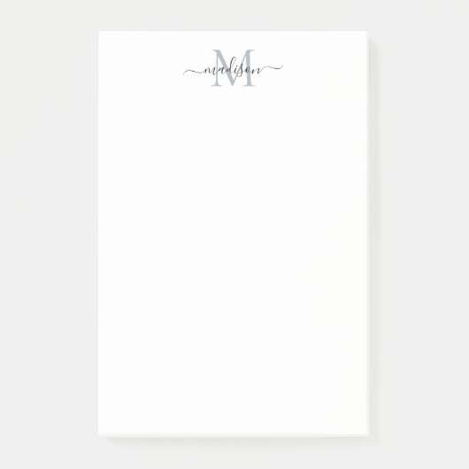 Post-it® Élégant Script Girl Monogramme noir gris (Devant)