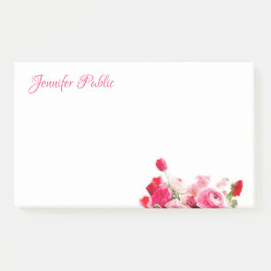 Post-it® Élégant script manuscrit Aquarelle Rose Floral