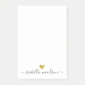 Post-it® Elegant Script Name Faux Gold Foil Heart  (Devant)