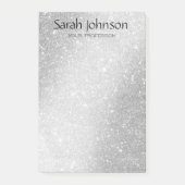 Post-it® Elegant Silver Glitter Monogram Personalized Name  (Devant)