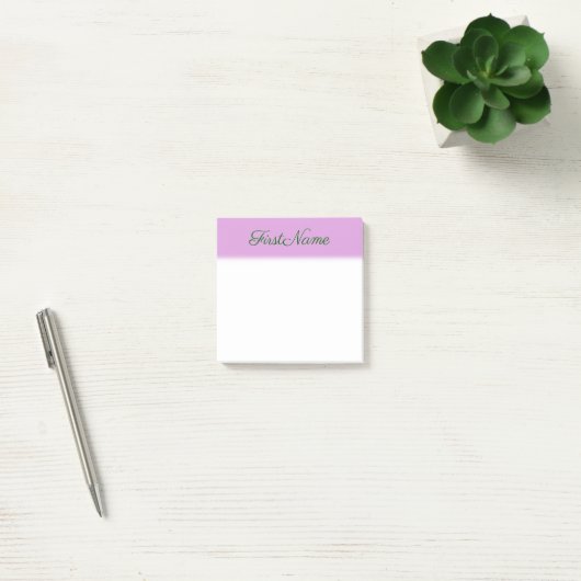 Post-it® Élégant, simple, arrière - plan de prune + Nom (Bureau)
