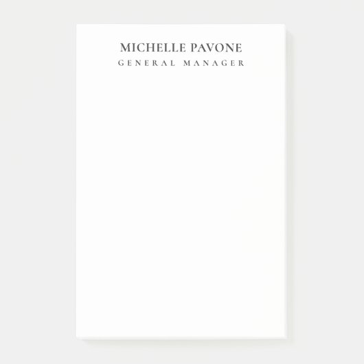 Post-it® Élégant Simple Professionnel Noir & Blanc (Devant)