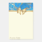 Post-it® Elégant Style, Bow, Blue Gold Marble Texture (Devant)
