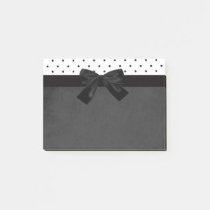 Post-it® Élégant Style Noir, Blanc à pois - Nœud noir