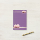 Post-it® Elégant Stylish Girly Gold Stripes, Lotos Violette (Sur un bureau)