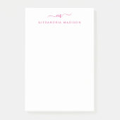 Post-it® Élégant stylish Script Girly Monogramme Magenta ro (Devant)
