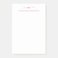 Élégant stylish Script Girly Monogramme Magenta ro