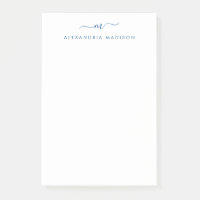 Élégant stylish Script Girly Navy Monogramme bleu 