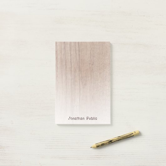 Post-it® Élégant texte dénudé Élégant look en bois Brown (Sur un bureau)