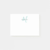 Post-it® Élégant Turquoise de script blanc moderne Monogram (Devant)