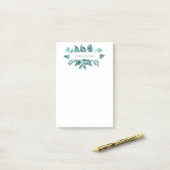 Post-it® Elégant Turquoise de verdure Feuilles Nom personna (Sur un bureau)