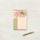 Post-it® Élégant Vintage rose Fleurs vert (Sur un bureau)