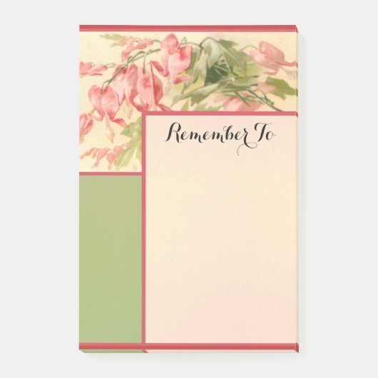 Post-it® Élégant Vintage rose Fleurs vert (Devant)