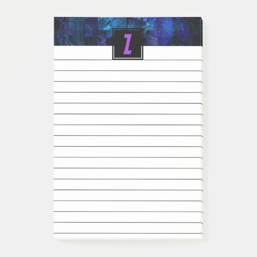 Post-it® Élégant violet initial Monogramme bleu clair (Devant)