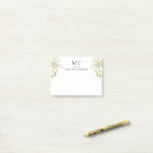 Post-it® Elegant White Floral Wildflower Classic Monogram (Sur un bureau)