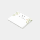 Post-it® Elegant White Floral Wildflower Classic Monogram (Incliné)