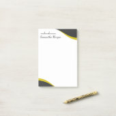 Post-it® Elegant yellow & black waves customizable (Sur un bureau)
