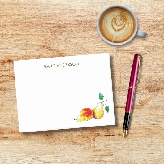 Post-it® Elégante Aquarelle Dorée Poires Illustré à la main