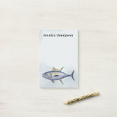 Post-it® Elégante aquarelle moderne Poisson de thon bleu si (Sur un bureau)