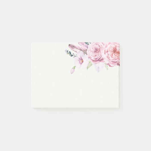 Post-it® Elégante aquarelle naturelle Boho Plumes florales (Devant)