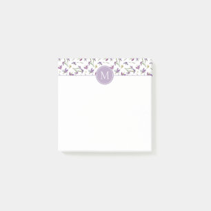 Post-it® Élégante aquarelle violette Irises 3" x 3" Monog