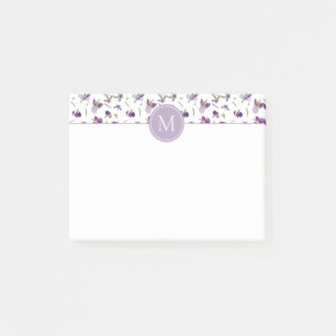 Post-it® Élégante aquarelle violette Irises 4" x 3" Monog