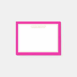 Post-it® Elégante bordure en or Girly Magenta personnalisée