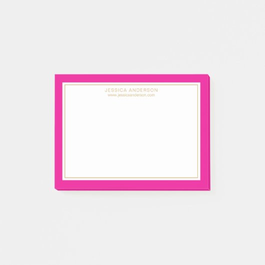 Post-it® Elégante bordure en or Girly Magenta personnalisée (Devant)