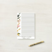 Post-it® Elégante bordure florale personnalisée (Sur un bureau)