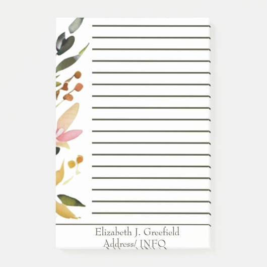 Post-it® Elégante bordure florale personnalisée (Devant)