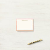 Post-it® Elégante Bordure moderne rose orange personnalisée (Sur un bureau)