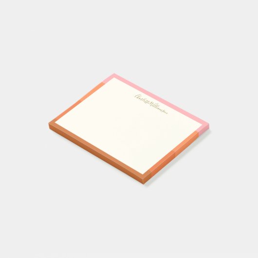 Post-it® Elégante Bordure moderne rose orange personnalisée (Incliné)