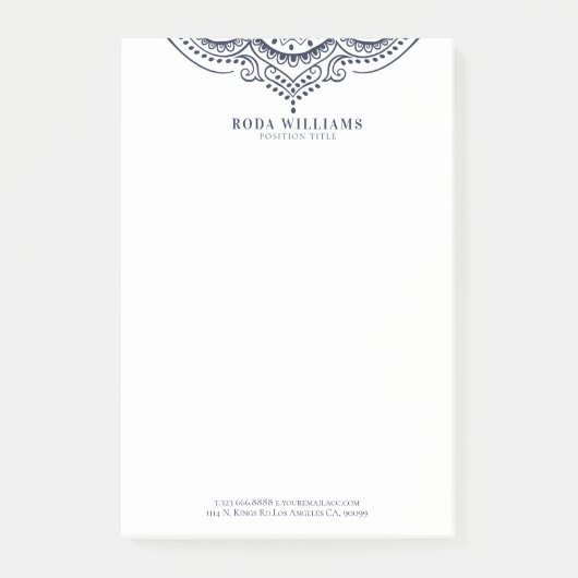 Post-it® Elégante dentelle bleu marine girly paisley (Devant)