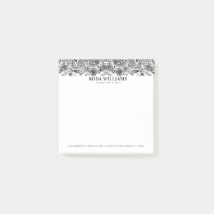 Post-it® Elégante dentelle de paisley florale noire