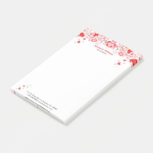 Post-it® Elégante Dentelle Florale Blanche Et Rouge
