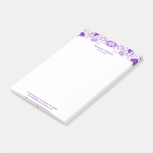 Post-it® Elégante Dentelle Florale Blanche Et Violette (Incliné)