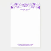 Post-it® Elégante Dentelle Florale Blanche Et Violette (Devant)