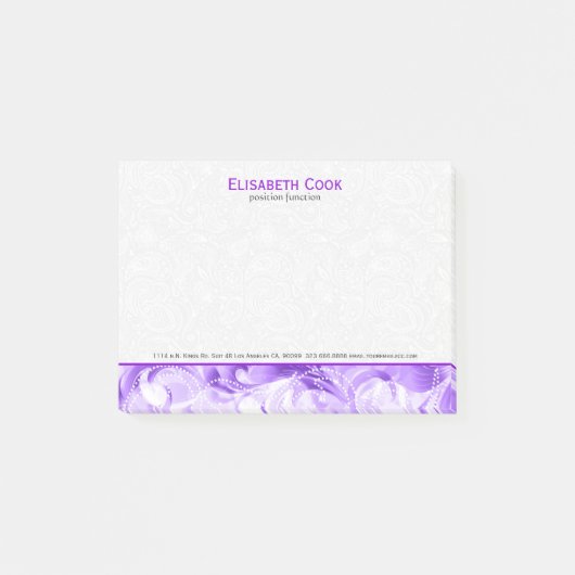 Post-it® Élégante Épersion Florale Violette Et Blanche (Devant)