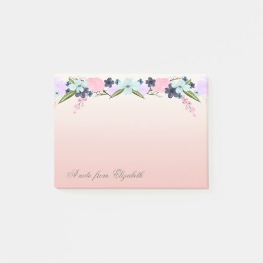 Post-it® Élégante Fille élégante, Fleurs aquarelles (Devant)