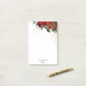 Post-it® Elégante frontière florale Rose (Sur un bureau)