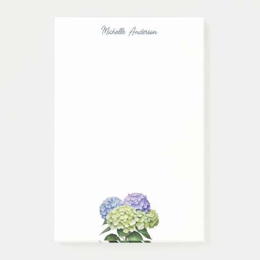 Post-it® Élégante Hydrangea Florale Aquarelle Tendance (Devant)